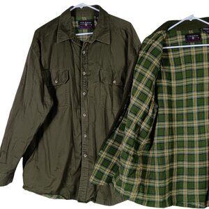 Vintage Shacket Mens XL Green Flannel Lined Shirt Jacket Gorpcore 90s Outdoor
